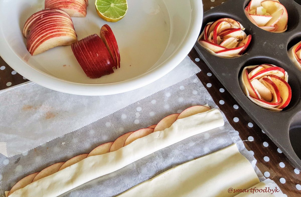 Preparation of Apple Roses. Préparation des roses de pommes.