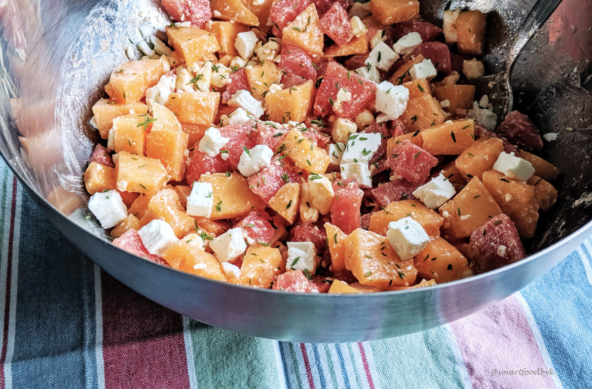 Summer melon and feta salad. Salade melon et feta pour prolonger l'été.