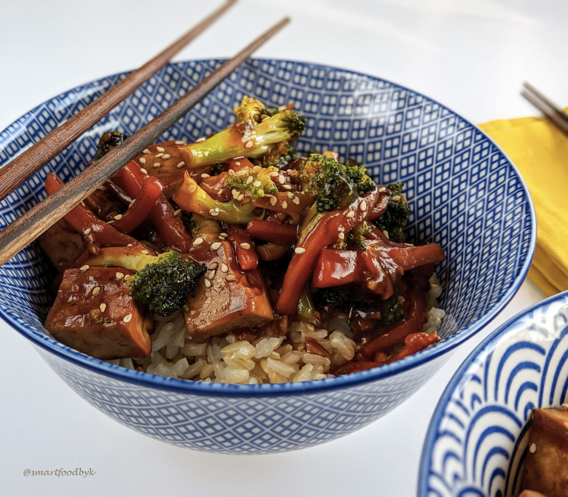Broccoli, carrot and tofu Asian sticky rice
